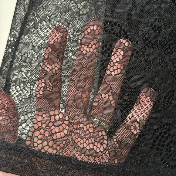 MAJE- laced sheer tee with cross strap tank, black size 2 - Picture 2 of 4